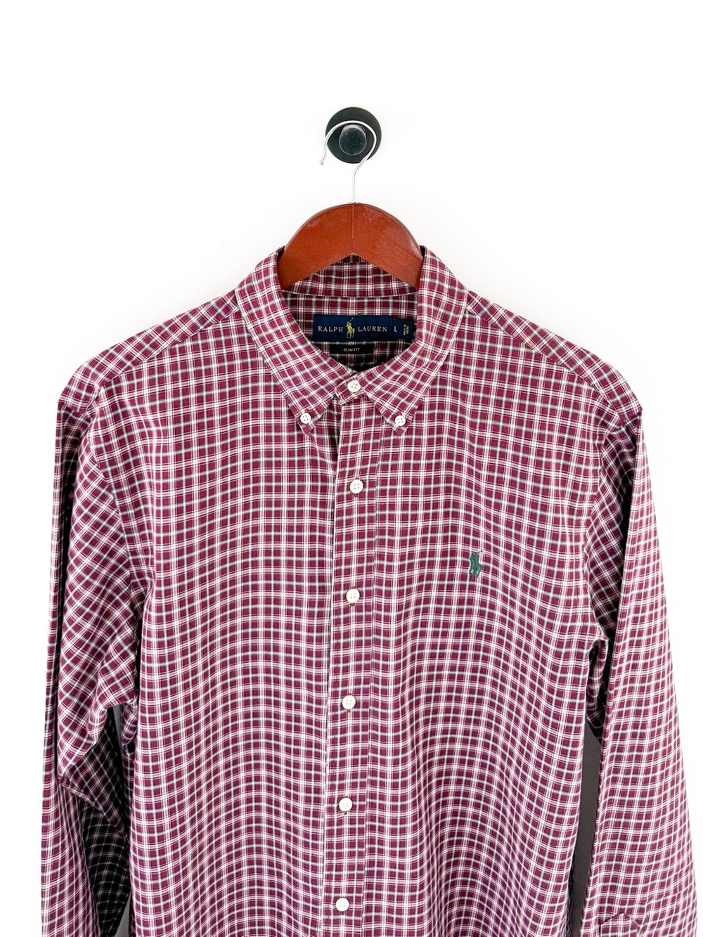 NEW Polo Ralph Lauren Slim Men’s Red Plaid Button-Down Shirt Cotton Twill L - Picture 6 of 12